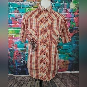 FRANKY MAX Sz XL 100% Cotton Plaid Short Sleeve
